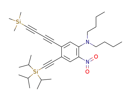 Molecular Structure of 402508-62-7 (dibutyl-[2-nitro-4-[(triisopropylsilanyl)-ethynyl]-5-(4-trimethylsilanyl-buta-1,3-diynyl)-phenyl]-amine)