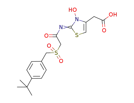 Molecular Structure of 1056651-96-7 (2-(2-((2-((4-(tert-Butyl)benzyl)sulfonyl)acetyl)iMino)-3-hydroxy-2,3-dihydrothiazol-4-yl)acetic acid)