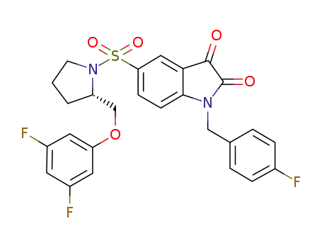 Molecular Structure of 1092522-63-8 ((S)-1-(4-fluorobenzyl)-5-(2-(3,5-difluorophenoxymethyl)-pyrrolidine-1-sulfonyl)isatin)