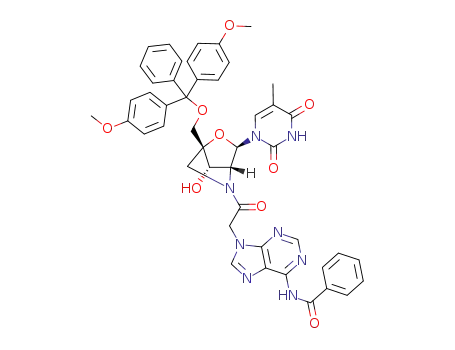 1-(2-amino-2-N-(6-N-benzoyladenin-9-ylacetyl)-2-deoxy-5-O-4,4'-dimethoxytrityl-2-N,4-C-methylene-β-D-ribofuranosyl)thymine
