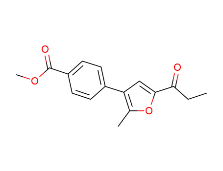 Molecular Structure of 1160843-97-9 (methyl 4-(2-methyl-5-propionylfuran-3-yl)benzoate)