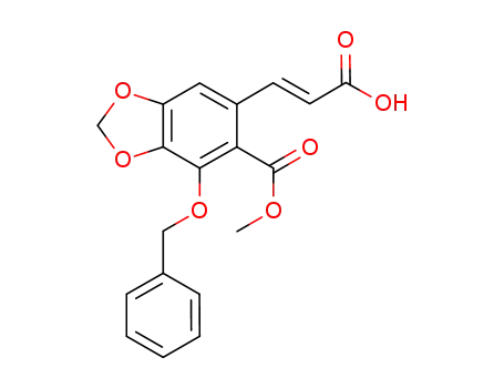 Molecular Structure of 1193340-93-0 (methyl (E)-4-(benzyloxy)-6-(2-carboxyvinyl)-1,3-benzodioxole-5-carboxylate)