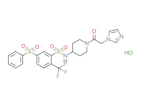 Molecular Structure of 1095322-83-0 (N-[1-(1H-imidazol-1-ylacetyl)piperidin-4-yl]-5-(phenylsulfonyl)-2-(trifluoromethyl)benzenesulfonamide hydrochloride)