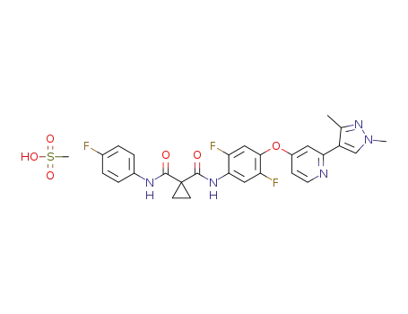 N-(4-(2-(1,3-dimethyl-1H-pyrazol-4-yl)pyridin-4-yloxy)-2,5-difluorophenyl)-N'-(4-fluorophenyl)cyclopropane-1,1-dicarboxamide mesylate