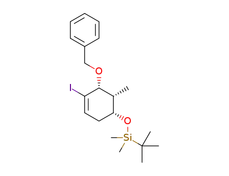 Molecular Structure of 1309930-46-8 ([(1R,5R,6S)-5-benzyloxy-4-iodo-6-methylcyclohex-3-enyloxy]-tert-butyldimethylsilane)