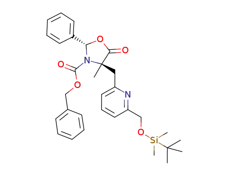 (2S,4R)-benzyl 4-((6-(t-butyldimethylsilanyloxymethyl)pyridin-2-yl)methyl)-4-methyl-5-oxo-2-phenyloxazolidine-3-carboxylate