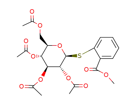 Molecular Structure of 112023-27-5 ((2R,3R,4S,5R,6S)-2-(acetoxymethyl)-6-((2-(methoxycarbonyl)phenyl)thio)tetrahydro-2H-pyran-3,4,5-triyl triacetate)