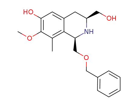 Molecular Structure of 1218781-84-0 ((1R,3S)-1-(benzyloxymethyl)-3-(hydroxyl-methyl)-7-methoxy-8-methyl-1,2,3,4-tetra-hydroisoquinolin-6-ol)