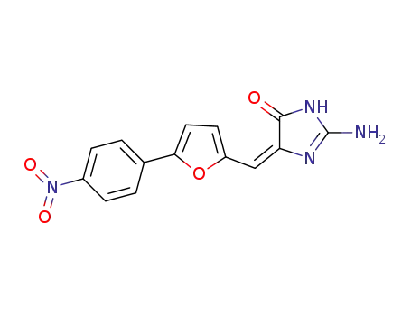 Molecular Structure of 1263777-59-8 (2-amino-5-{[5-(4-nitro-phenyl)-furan-2-yl]methylene}-3,5-dihydroimidazol-4-one)
