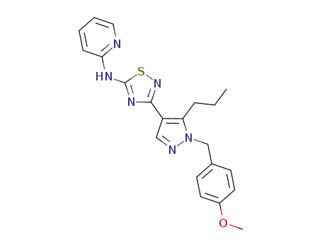 3-(1-(4-methoxybenzyl)-5-propyl-1H-pyrazol-4-yl)-N-(pyridin-2-yl)-1,2,4-thiadiazol-5-ylamine