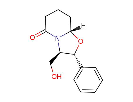 Molecular Structure of 1231260-20-0 ((2R,3R,8aS)-3-(hydroxymethyl)-2-phenylhexahydrooxazolo[3,2-a]pyridin-5-one)