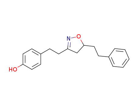 Molecular Structure of 1158558-75-8 (3-(4-hydroxy-phenethyl)-5-phenethyl-4,5-dihydro-isoxazole)