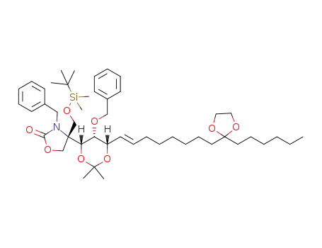 (4R)-3-benzyl-4-[(1'R,2'R,3'S,4'E)-2'-(benzyloxy)-12',12'-ethylenedioxy-1',3'-(isopropylidenedioxy)octadec-4'-enyl]-4-[(tert-butyldimethylsilyloxy)methyl]oxazolidin-2-one