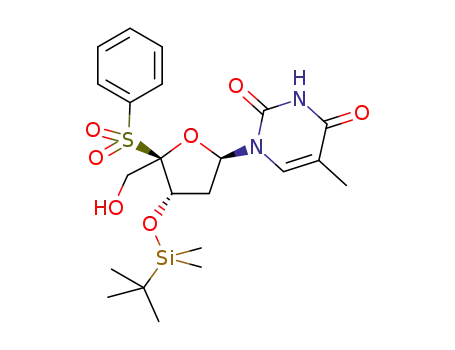 Molecular Structure of 1182869-39-1 (1-[4-benzenesulfonyl-3-O-(tert-butyldimethylsilyl)-2-deoxy-α-L-threo-pentofuranosyl]thymine)