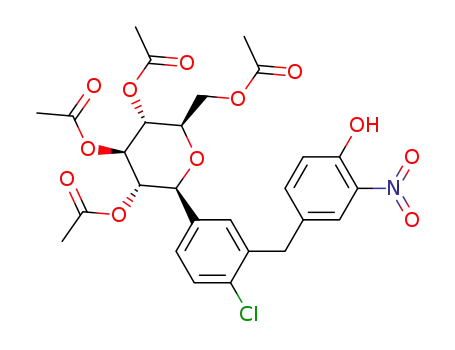 acetic acid (2R,3R,4R,SS,6S)-3,4,5-triacetoxy-6-[4-chloro-3-{4-hydroxy-3-nitro-benzyl}-phenyl]-tetrahydro-pyran-2-ylmethyl ester