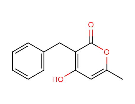 Molecular Structure of 92925-26-3 (2H-Pyran-2-one, 4-hydroxy-6-methyl-3-(phenylmethyl)-)