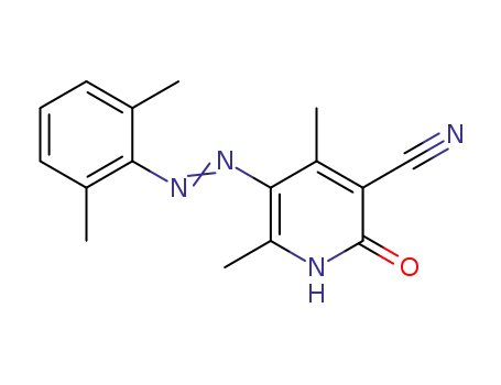 Molecular Structure of 1224437-78-8 (5-((2,6-dimethylphenyl)diazenyl)-4,6-dimethyl-2-oxo-1,2-dihydropyridine-3-carbonitrile)