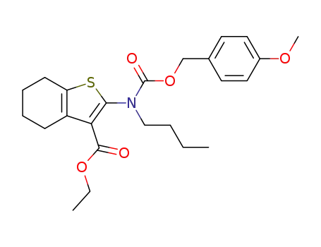 Molecular Structure of 1315321-43-7 (ethyl 2-(butyl(((4-methoxybenzyl)oxy)carbonyl)amino)-4,5,6,7-tetrahydrobenzo[b]thiophene-3-carboxylate)