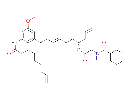 Molecular Structure of 1325235-98-0 ((4R,7E)-10-(3-methoxy-5-(non-8-enamido)phenyl)-7-methyldeca-1,7-dien-4-yl 2-(cyclohexanecarboxamido)acetate)
