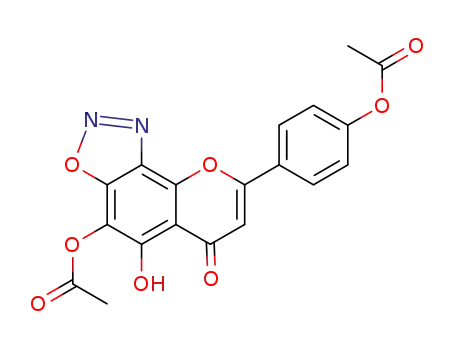 Molecular Structure of 1374218-60-6 (6,4'-diacetoxy-5-hydroxy-3-oxa-1,2-diaza-cyclopenta[α]flavone)