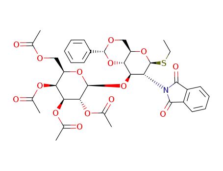 Acetic acid (2R,3R,4S,5S,6R)-4,5-diacetoxy-6-acetoxymethyl-2-[(2R,4aR,6S,7R,8R,8aS)-7-(1,3-dioxo-1,3-dihydro-isoindol-2-yl)-6-ethylsulfanyl-2-phenyl-hexahydro-pyrano[3,2-d][1,3]dioxin-8-yloxy]-tetrahydro-pyran-3-yl ester