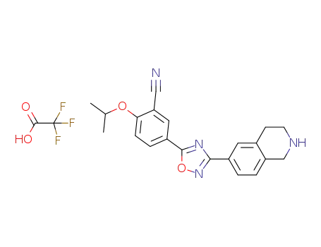 Molecular Structure of 1286751-25-4 (2-isopropoxy-5-(3-(1,2,3,4-tetrahydroisoquinolin-6-yl)-1,2,4-oxadiazol-5-yl)benzonitrile trifluoroacetate)