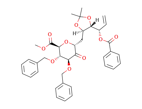 methyl (2S,3S,4S,6R)-6-{[(4R,5S)-5-[(1S)-(benzoyloxy)prop-2-en-1-yl]-2,2-dimethyl-1,3-dioxolan-4-yl]methyl}-3,4-bis(benzyloxy)-5-oxooxane-2-carboxylate