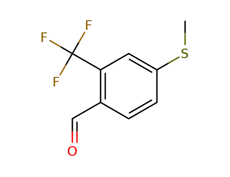 Molecular Structure of 1289164-55-1 (2-trifluoroMethyl-4-Methylthiobenzaldehyde)