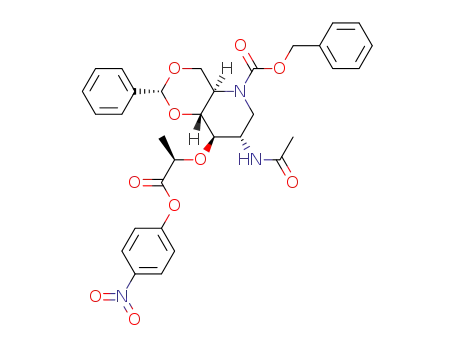 2-acetamido-4,6-O-benzylidene-1,5-(benzyloxycarbonyl)imino-1,2,5-trideoxy-3-O-[(1R)-1-(4-nitrophenoxy)carbonyl]ethyl-D-glucitol