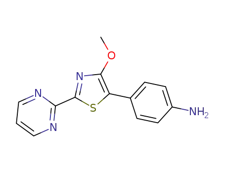 Molecular Structure of 1416850-55-9 (4-[4-methoxy-2-(pyrimidin-2-yl)thiazol-5-yl]aniline)