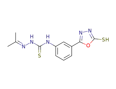 Molecular Structure of 1350301-94-8 (N-(3-(5-mercapto-1,3,4-oxadiazol-2-yl)phenyl)-2-(propan-2-ylidene)hydrazinocarbothioamide)