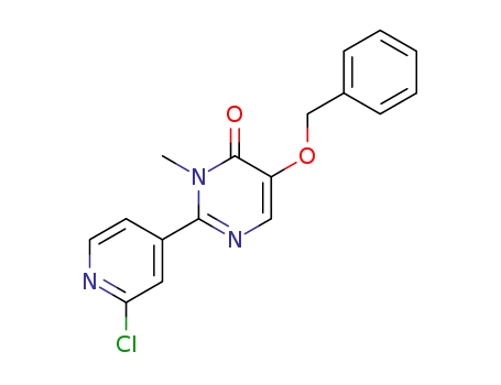 Molecular Structure of 1333240-20-2 (5-(benzyloxy)-2-(2-chloropyridin-4-yl)-3-methylpyrimidin-4(3H)-one)