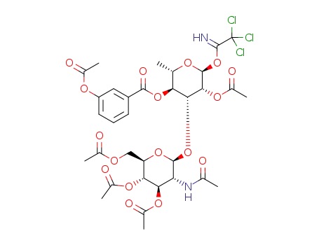4-O-(3-acetoxybenzoyl)-2-O-acetyl-3-O-(3,4,6-tri-O-acetyl-2-deoxy-2-acetamido-β-D-glucopyranosyl)-α-L-rhamnopyranosyl trichloroacetimidate
