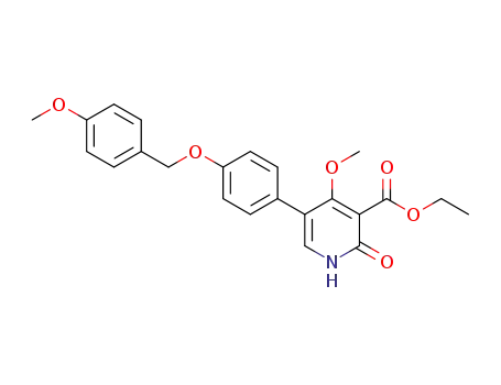 Molecular Structure of 1309567-74-5 (ethyl 4-methoxy-5-(4-((4-methoxybenzyl)oxy)phenyl)-2-oxo-1,2-dihydropyridine-3-carboxylate)