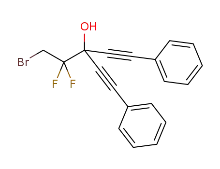 Molecular Structure of 1319010-93-9 (3-bromo-2,2-difluoro-1,1-bis(phenylethynyl)propan-1-ol)