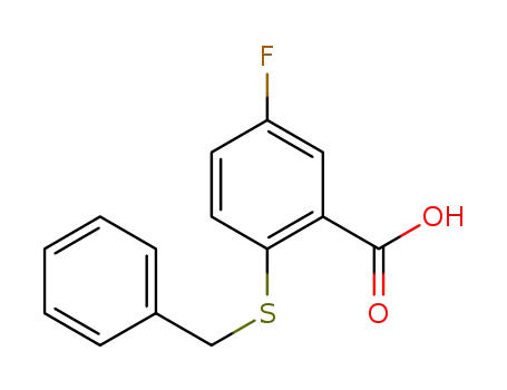 Molecular Structure of 1275222-61-1 (2-(benzylthio)-5-fluorobenzoic acid)