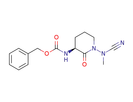 Molecular Structure of 1417900-18-5 ((3S)-N-{[3-(benzyloxycarbonyl)amino]-2-oxopiperidin-1-yl}-N-methylcyanamide)
