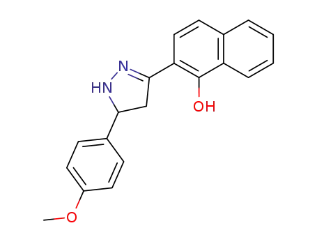 Molecular Structure of 22876-96-6 (2-(5-(4-methoxyphenyl)-4,5-dihydro-1H-pyrazol-3-yl)naphthalen-1-ol)
