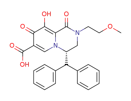 Molecular Structure of 1370237-33-4 ((S)-4-benzhydryl-9-hydroxy-2-(2-methoxyethyl)-1,8-dioxo-1,3,4,8-tetrahydro-2H-pyrido[1,2-a]pyrazine-7-carboxylic acid)