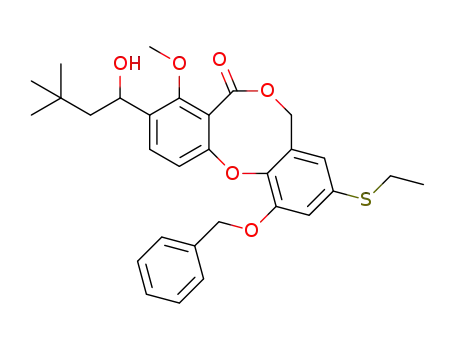 11-(benzyloxy)-9-(ethylthio)-3-(1-hydroxy-3,3-dimethylbutyl)-4-methoxydibenzo-[b,g][1,5]-dioxocin-5(7H)-one