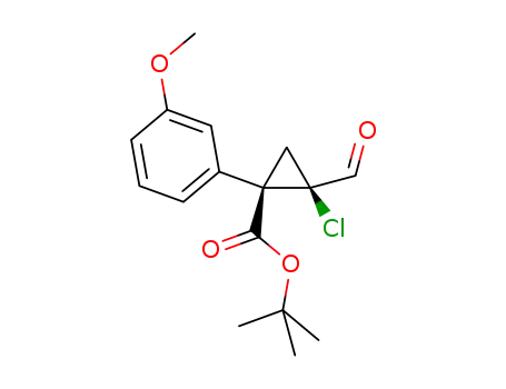 Molecular Structure of 1350707-65-1 (tert-butyl (1S,2R)-2-chloro-2-formyl-1-(3-methoxyphenyl)cyclopropanecarboxylate)