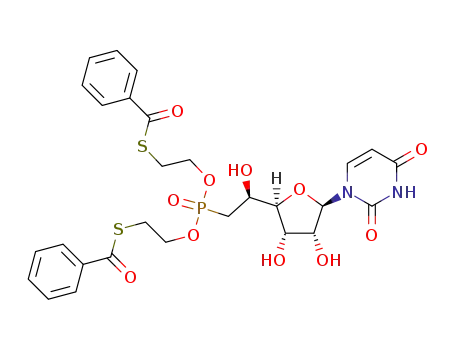 1-(6-deoxy-6-di(S-benzoylthio)ethylphosphono-β-D-ribo-(5S)-hexofuranosyl)uracil
