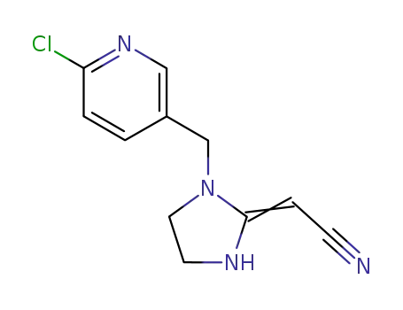 Molecular Structure of 141631-47-2 (Acetonitrile,2-[1-[(6-chloro-3-pyridinyl)methyl]-2-imidazolidinylidene]-)