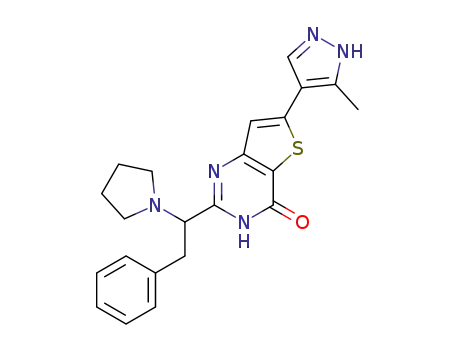 6-(5-methyl-1H-pyrazol-4-yl)-2-(2-phenyl-1-pyrrolidin-1-ylethyl)thieno[3,2-d]pyrimidin-4(3H)-one