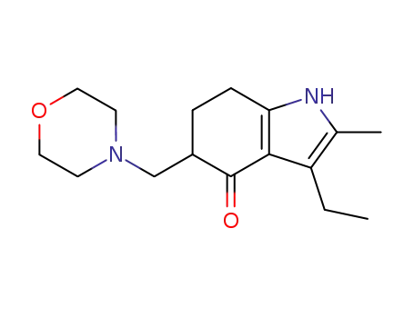 Molecular Structure of 7416-34-4 (3-Ethyl-2-methyl-5-(morpholin-4-ylmethyl)-1,5,6,7-tetrahydroindol-4-one)