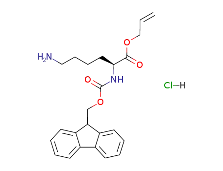 Molecular Structure of 815619-80-8 ((S)-Allyl 2-((((9H-fluoren-9-yl)Methoxy)carbonyl)aMino)-6-aMinohexanoate hydrochloride)