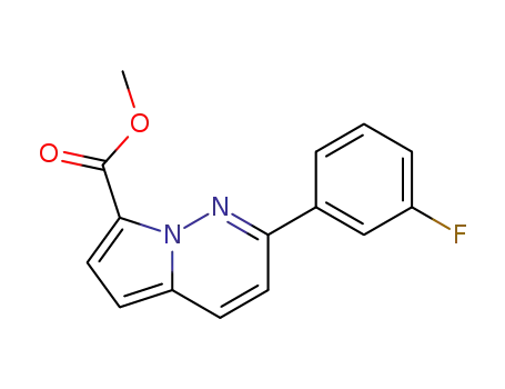 Molecular Structure of 1429048-84-9 (methyl 2-(3-fluorophenyl)pyrrolo[1,2-b]pyridazine-7-carboxylate)