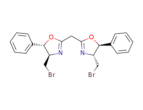 Molecular Structure of 1453106-62-1 (bis((4R,5S)-4-(bromomethyl)-5-phenyl-4,5-dihydrooxazol-2-yl)methane)
