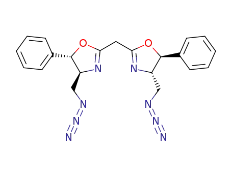 Molecular Structure of 1453106-63-2 (bis((4S,5S)-4-(azidomethyl)-5-phenyl-4,5-dihydrooxazol-2-yl)methane)