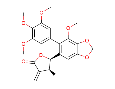 2(3H)-Furanone,dihydro-5-[7-methoxy-6-(3,- 4,5-trimethoxyphenyl)-1,3-benzodioxol-5-yl]- 4-methyl-3-methylene-,(4R,5S)-rel- 